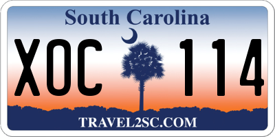 SC license plate XOC114