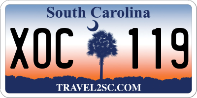 SC license plate XOC119