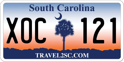 SC license plate XOC121