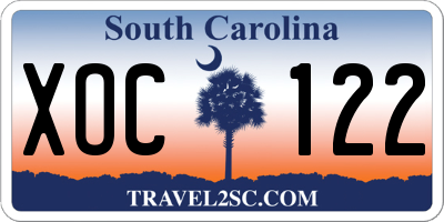SC license plate XOC122