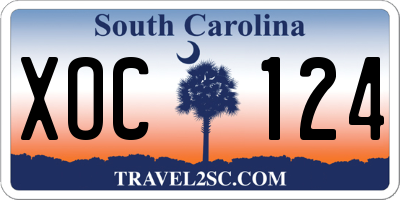 SC license plate XOC124