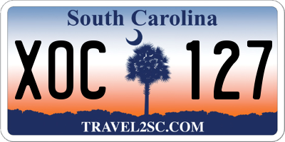 SC license plate XOC127