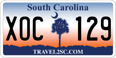 SC license plate XOC129