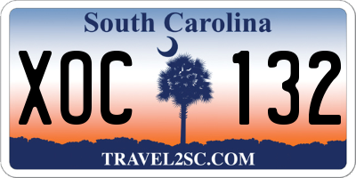 SC license plate XOC132