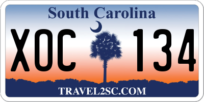SC license plate XOC134