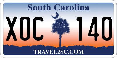 SC license plate XOC140