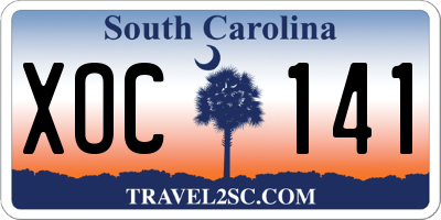 SC license plate XOC141