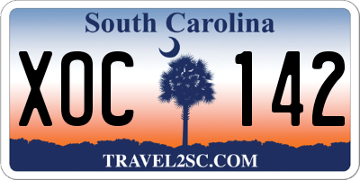 SC license plate XOC142