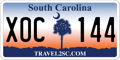 SC license plate XOC144