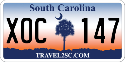 SC license plate XOC147