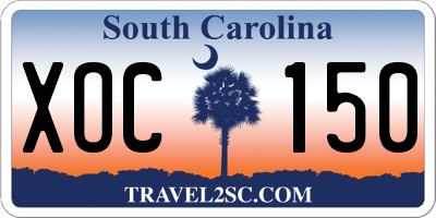 SC license plate XOC150