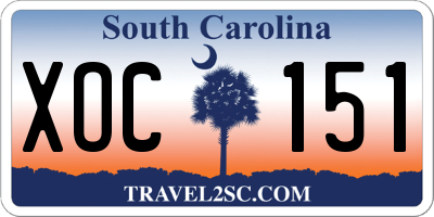 SC license plate XOC151