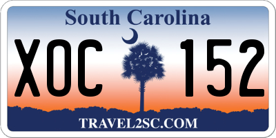 SC license plate XOC152