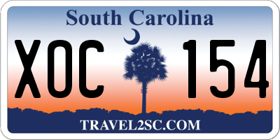 SC license plate XOC154