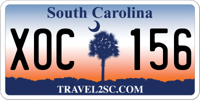 SC license plate XOC156