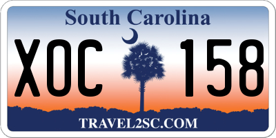 SC license plate XOC158
