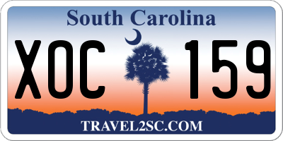 SC license plate XOC159
