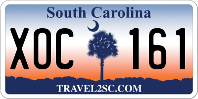 SC license plate XOC161