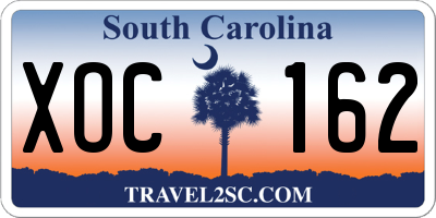 SC license plate XOC162