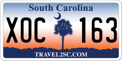 SC license plate XOC163