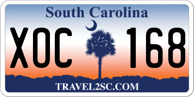 SC license plate XOC168