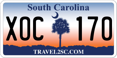 SC license plate XOC170