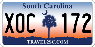 SC license plate XOC172