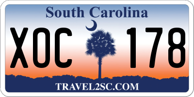 SC license plate XOC178