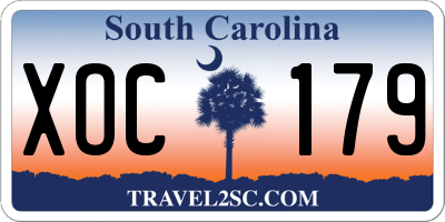 SC license plate XOC179