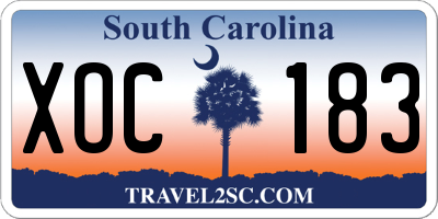 SC license plate XOC183