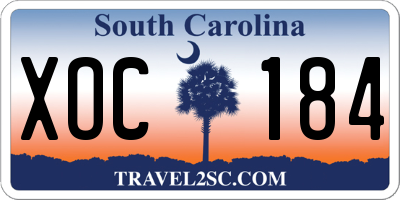 SC license plate XOC184