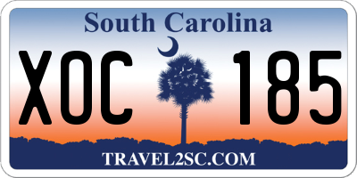 SC license plate XOC185