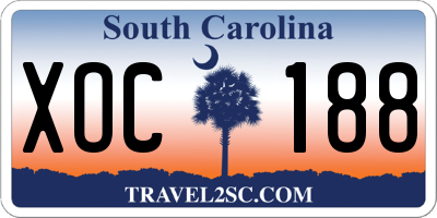 SC license plate XOC188