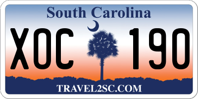 SC license plate XOC190