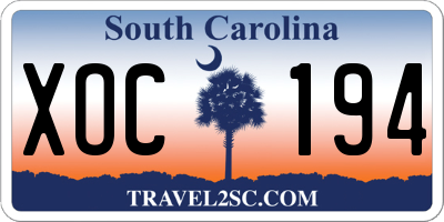 SC license plate XOC194