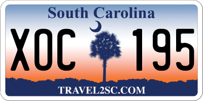 SC license plate XOC195