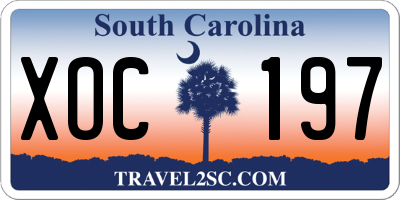 SC license plate XOC197