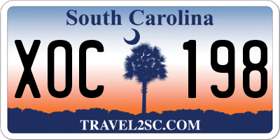 SC license plate XOC198