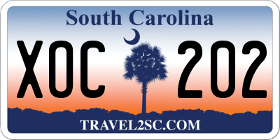 SC license plate XOC202
