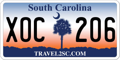 SC license plate XOC206
