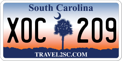 SC license plate XOC209