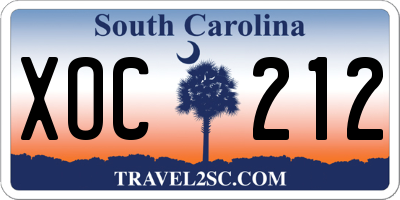 SC license plate XOC212
