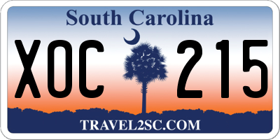 SC license plate XOC215