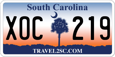 SC license plate XOC219