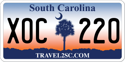 SC license plate XOC220