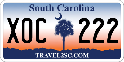 SC license plate XOC222