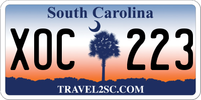 SC license plate XOC223