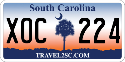 SC license plate XOC224