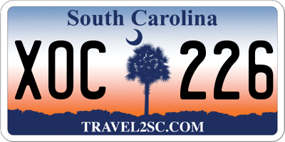 SC license plate XOC226