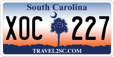 SC license plate XOC227
